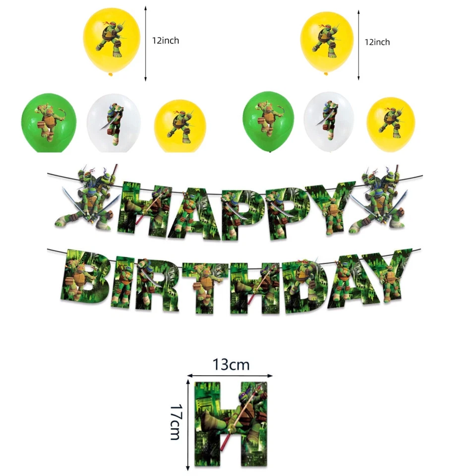 Teenage Mutant Ninja Turtles Kids Birthday Party Balloon Banner Decoration Set