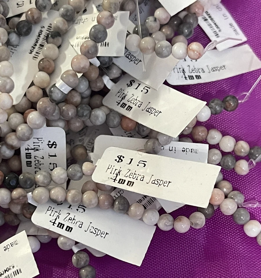 Pink Zebra Jasper  4mm - Healing Gemstone Beaded Lot - Image 2 of 4