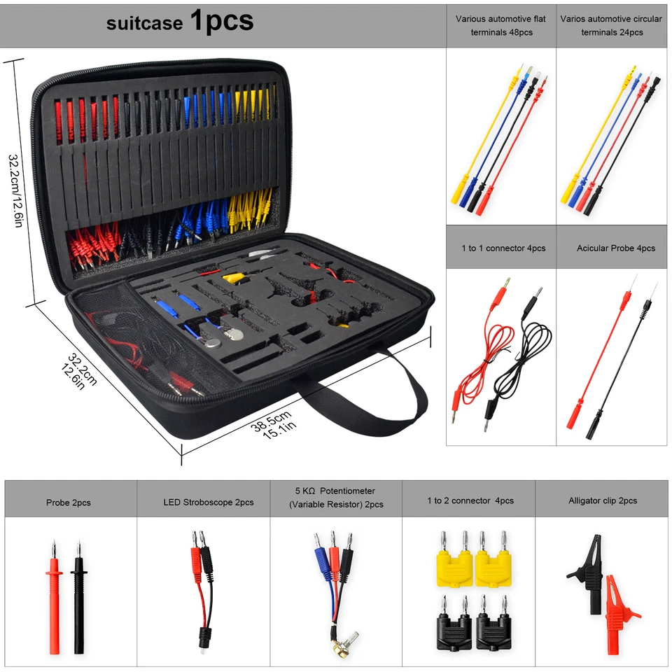 NCV Multimeter 92PCS Auto Circuit Test Leads Kit Alligator Clip Diagnostic Tool - Image 2 of 4