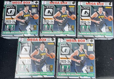 Lot of FIVE (5) 2023-24 Panini NBA Optic ''MEGA'' Box - Factory Sealed / Unopened