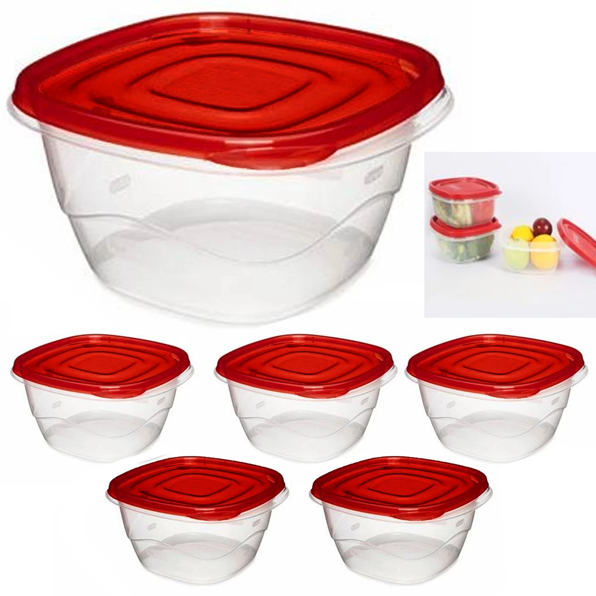 6 Large Reusable Food Storage Container Prep Freezer Microwave BPA Free  1200ml