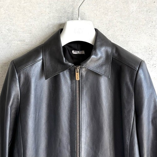 MIU MIU Lamb Leather Dress Zip Up Coat 38 Black Archive Women's - Picture 5 of 10