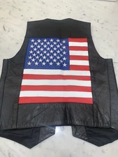 Leather Gallery Leather Vest size Small American Flag