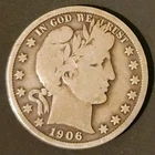 Barber Quarter 1906 Silver 25C US Coin Circulated Uncertified Collectible