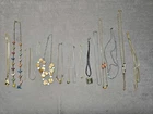 Vintage Costume Jewelry Lot 16 Piece's Necklace Chains Gold Tone Rhinestone