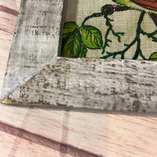 Vintage Silver painted Wood Picture Frame 8" x 6 " Inch W/ Burlap Bird Picture - Picture 3 of 8