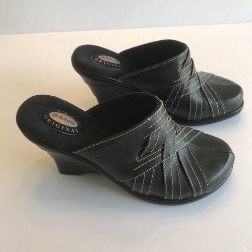Dr. Scholl's Black Leather Clogs Size 5.5 - Picture 5 of 15