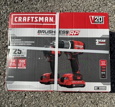 CRAFTSMAN V20 Brushless Cordless 2-Tool Kit w/2 Batteries & Charger CMCK211C2