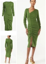 Scoop Women's Midi Sweater Dress with Side Ruching - Size SMALL (4-6), Green