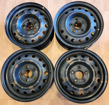 SET OF (4) 15" KIA FORTE FACTORY OEM BLACK STEEL WHEELS RIMS 15x5.5 2010-2013