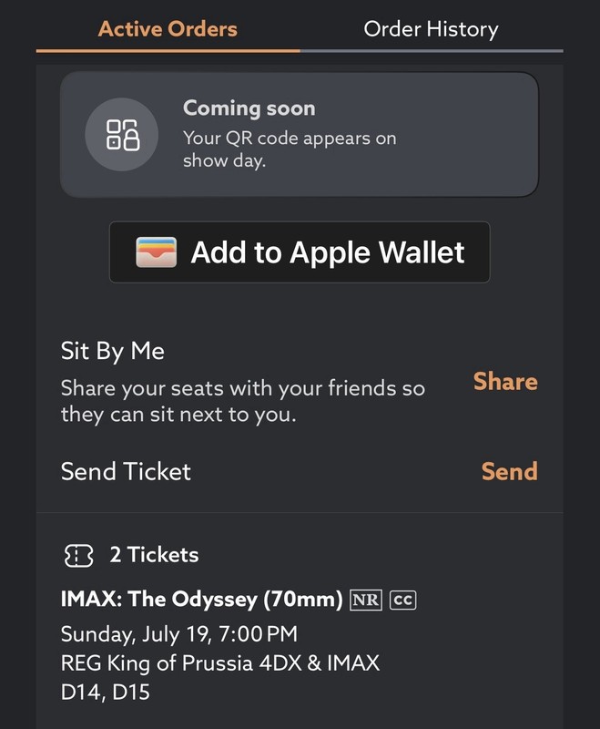 2 IMAX 70MM Odyssey Tickets | King Of Prussia | FIRST WEEKEND
