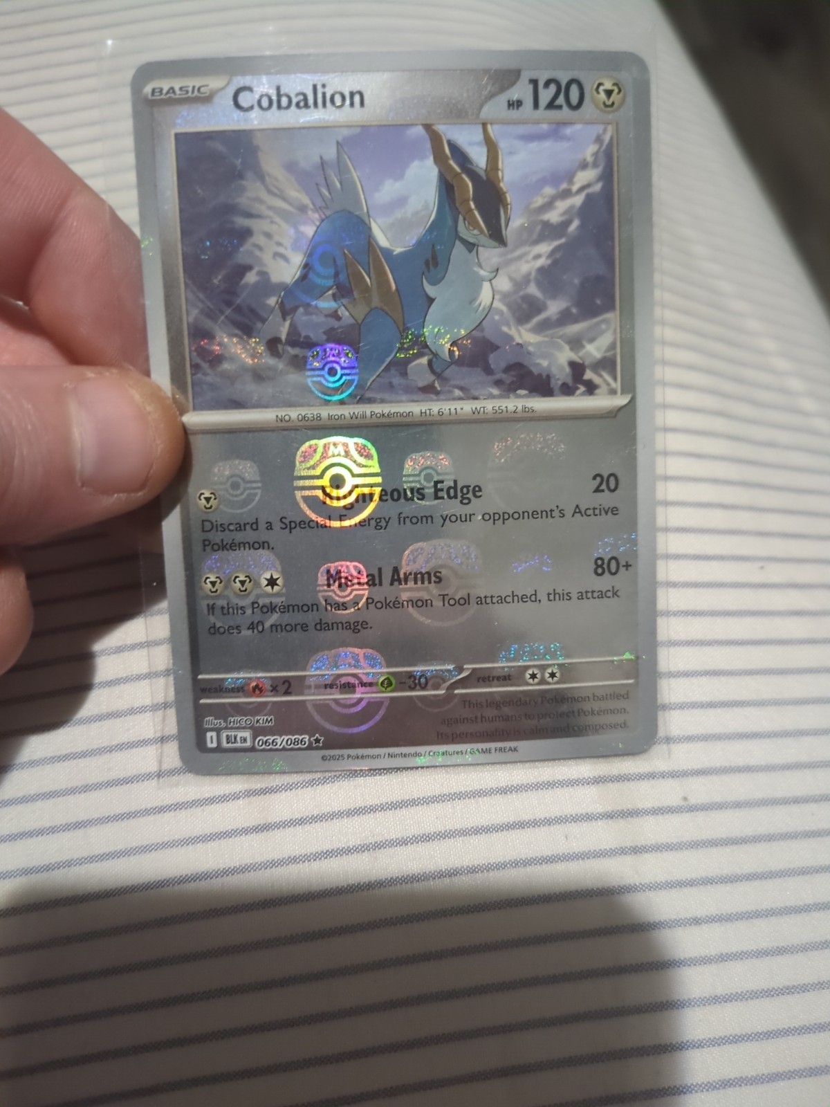 Pokemon Cobalion Black Bolt NM Masterball Pattern Card 66/324