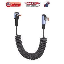 90 Degree Coiled USB C to USB C Braided Charging Cable 0.3M-1.5M 100W Retra...