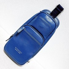 BURBERRY BLACK LABEL Leather Blue Body Bag Zipper Pocket Functional #FB BZA
