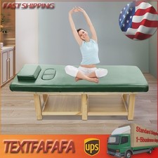 Massage Table 190 cm Solid Wood Sponge, PU Therapy Bed Massage Bed w/ Pillow