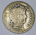 1908 S Barber Dime 90% Silver San Francisco Mint Liberty Head USA Coin