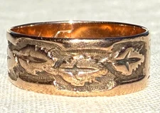ULTRA RARE 1870s Victorian A & W OSTBY & BARTON 14K Rose Gold Wedding Band Ring