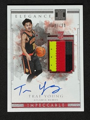 2018-19 IMPECCABLE ELEGANCE ROOKIE RC JERSEY PATCH AUTO TRAE YOUNG /99 SP