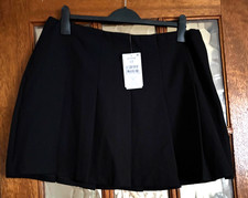 BNWT Ladies NEXT Premium JERSEY Plain JET BLACK Gym Slip Knife PLEATED Skirt 18