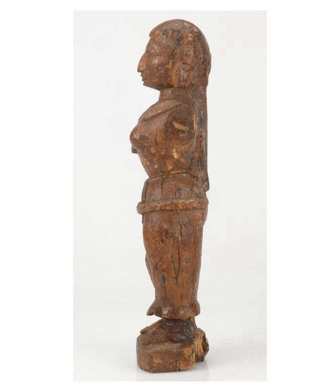 "Antigua figura de deidad de madera tallada estatua de Nepal siglo XIX 18"" de alto" Foto 2 de 4