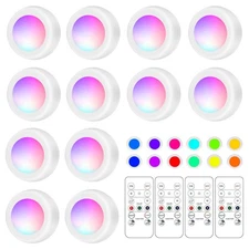 LED Puck Lights with Remote Control, 16 Color Changeable Under Cabinet with C...