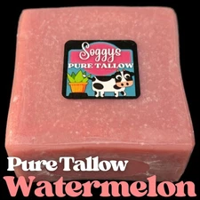 Bar Soap, Beef Tallow, Watermelon, Handcrafted, All Natural, 5-6 oz