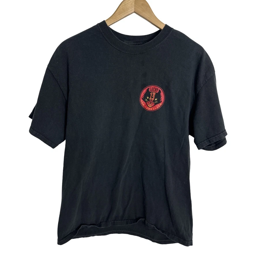Camiseta vintage Lucky 13 San Francisco Bar para hombre gato negro talla grande Foto 3 de 4
