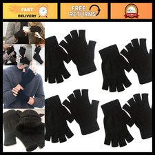 4 Pairs Winter Knit Touchscreen Fingerless Gloves, Warm Stretchy Mittens for All