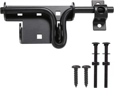 Slide Bolt Gate Latch,Sliding Door Lock with Padlock Hole, Heavy Black 