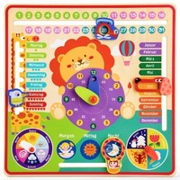 Kinder Holz Lernuhr Jahreszeiten Kalender Montessori Spielzeug 3-7 Jahre