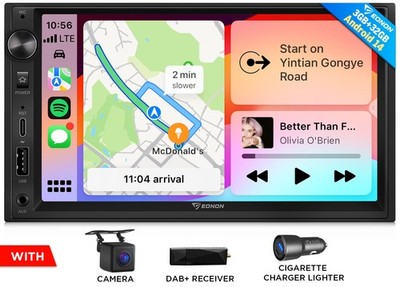 DAB+ Android Auto 14 CarPlay 2 DIN 7'' GPS Navigation Autoradio Wlan 6 DSP BT 5.4