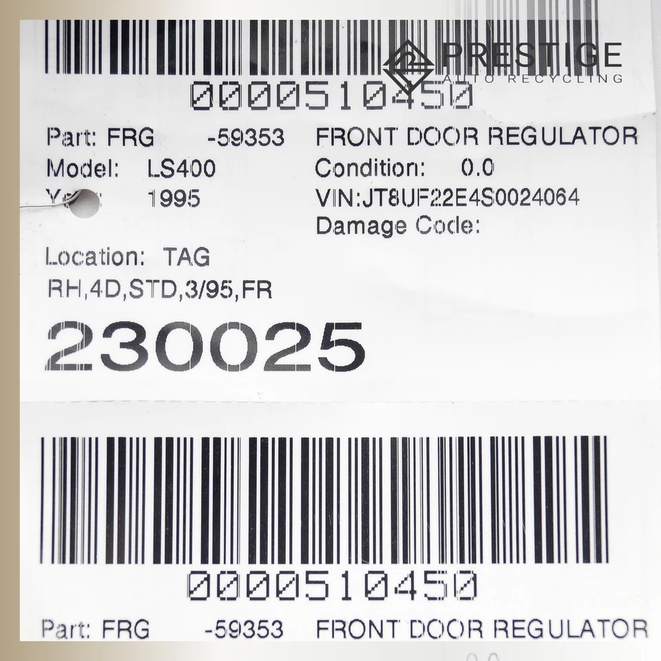 1995-2000 LEXUS LS400 Regulador de Janela de Porta com Motor Frente Direita 69801-50020 Fabricante de Equipamento Original - Imagem 4 de 4