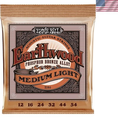 Earthwood Medium Light Phosphor Bronze Acoustic Guitar Strings, 12-54 Gauge P...