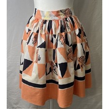 Vintage 60s MCM Handmade Cotton Orange Sea Shell Geometric Apron
