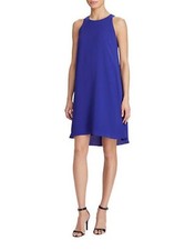 LAUREN Ralph Lauren Crew Neck Sleeveless Seamed Shift Swing Mini Dress, 0 Purple
