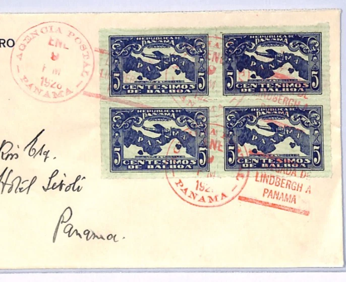 PANAMA Air 1928 FDC 5c Block{4} *LINDBERGH* FLYING TOUR First Day Cover XF101 - Image 4 of 4