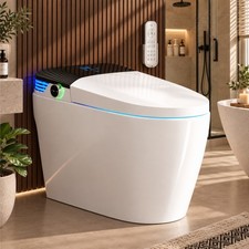 Smart Toilet with Tankless Bidet Wash, Auto Open Lid, Auto Dual Flush, Heat Seat