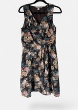 Forever 21 Women Floral V Neck Sleeveless Dress Cinched Waist Size M Spring Chic
