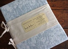 NICOLE MILLER Artelier BLUE FLORAL COTTON LINEN Vintage WASHED QUEEN DUVET Set