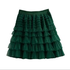 New In 2025 Summer Tulle A-Line Cake Skirts Women Elastic High Waist Tutu Short