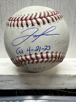 #ad Jose Trevino Yankees Signed Game Used Baseball W Inscriptions Fanatics MLB $79.00