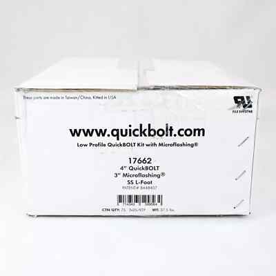 3 BOXES OF 25 - Low Profile 4'' QuickBOLT Kit with 3'' Microflashing & SS L-Foot