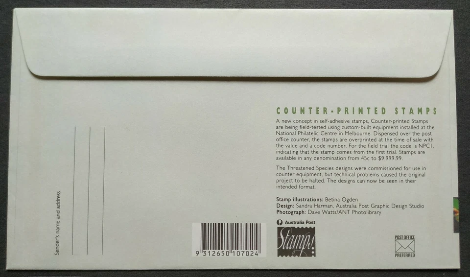 1994 Australia Animals Threatened Species CPS FDC PhilaKorea Exhibition Cachet - Image 2 of 2