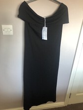BNWT WAREHOUSE OFF THE SHOULDER BLACK MAXI DRESS SIZE 10