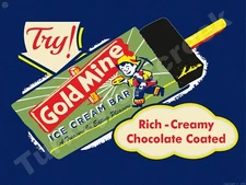 Gold Mine Ice Cream Bar 18" x 24" Metal Sign