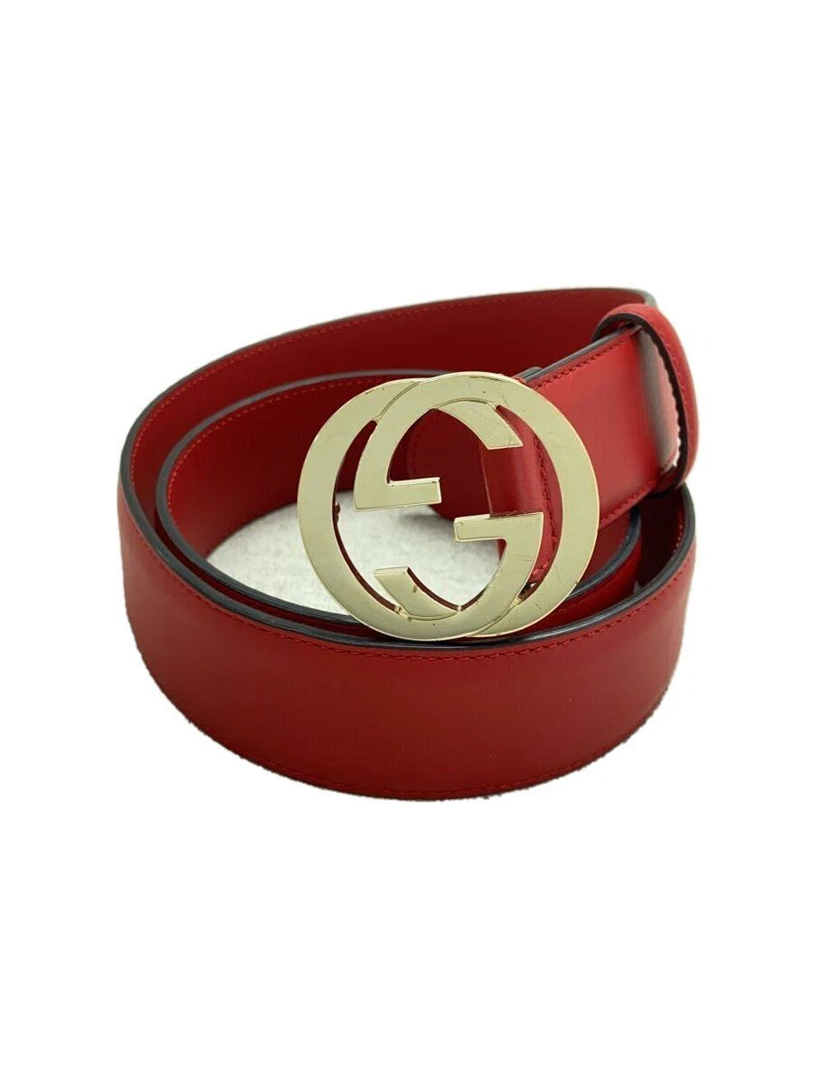 Ceinture GUCCI à emboîtement G Hardware cuir rayé rouge femme 546386 occasion