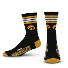 For Bare Feet Chicago Blackhawks Adult Stripe Deuce Sock - Red, Iowa Hawkeyes
