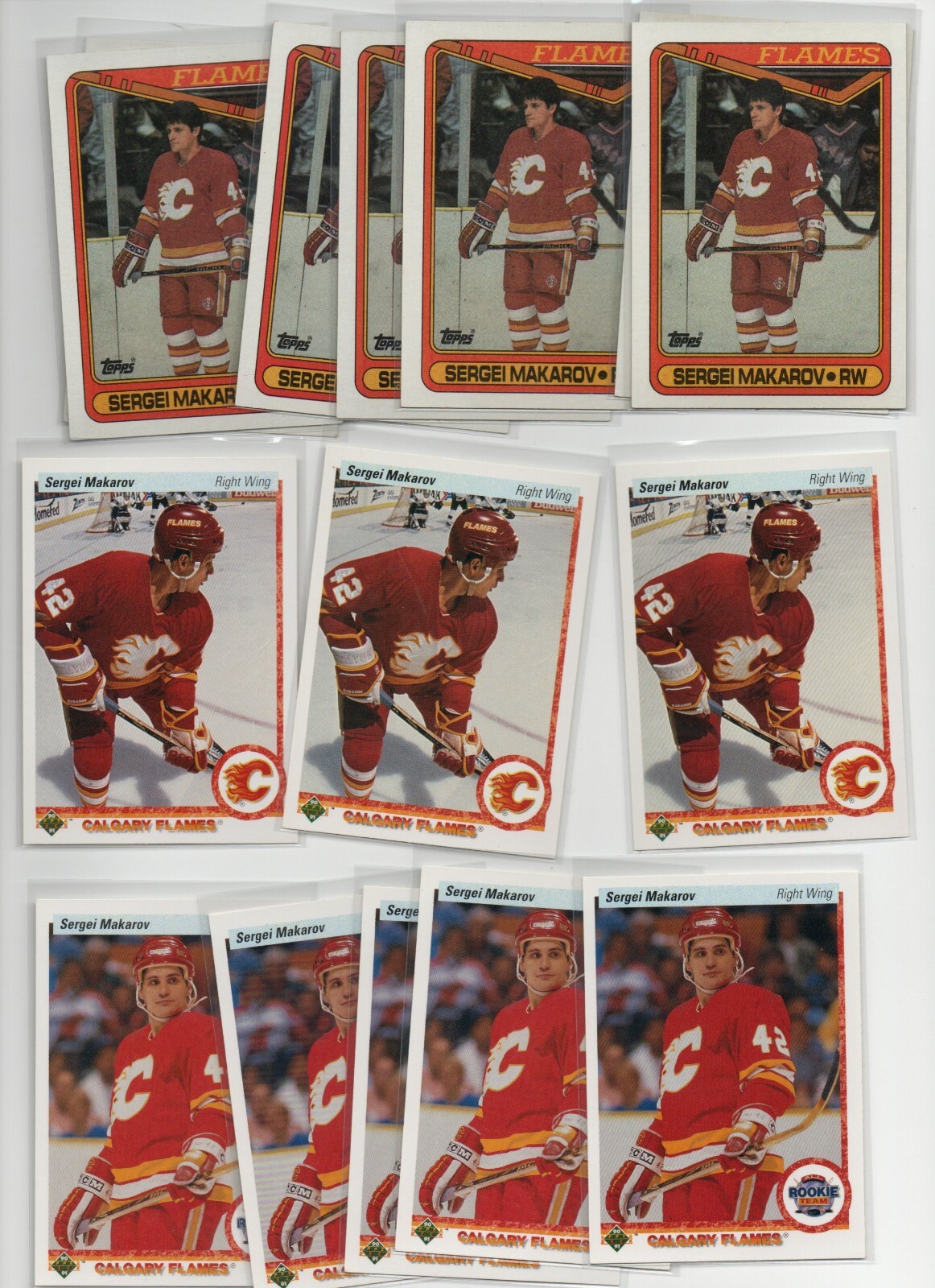 SERGEI MAKAROV CALGARY FLAMES 1990-91 TOPPS UPPER DECK 15X ROOKIE RC LOT