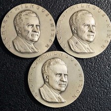 3 Richard M. Nixon 1969 Inaugural Medals 4.72 Troy oz. (14.16 Total) 999 Silver