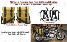SACOCHE JAUNE BOULE DE FEU "SAC AVEC SELLE POUR ROYAL ENFIELD CLASSIC 650"